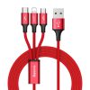 Baseus Rapid 3 az 1-ben C típusú USB-kábel / Lightning / Micro 3A 1,2 m (piros)