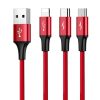 Baseus Rapid 3 az 1-ben C típusú USB-kábel / Lightning / Micro 3A 1,2 m (piros)