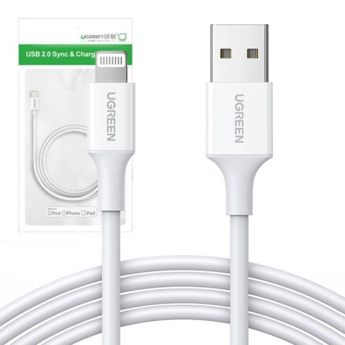 UGREEN Cablu MFi Lightning placat cu nichel MFi, 1m (alb)