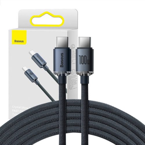 Baseus Crystal Shine Cablu USB-C la USB-C, 100W, 2m (negru)