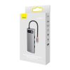 Baseus Metal Gleam sorozat 8 az 1-ben hub, USB-C - 3x USB 3.0 + HDMI + USB-C PD + microSD/SD + VGA