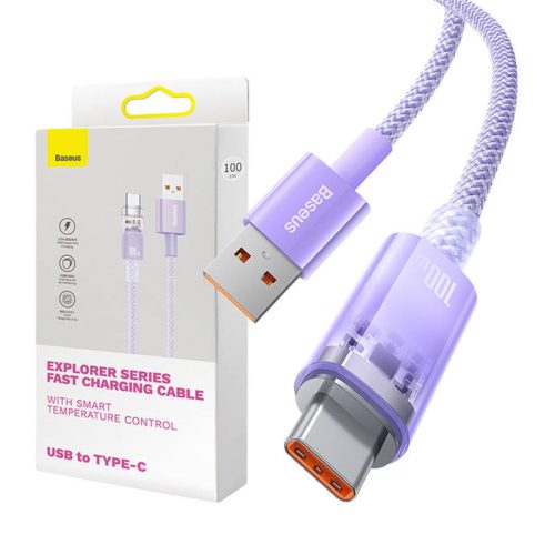 Baseus Flash Gyorstöltő USB-C kábel, QC 3.0, Huawei SCP, Samsung AFC, 5A, 1m (lila)