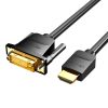 Cablu HDMI la DVI (24+1) Vention ABFBI 3m, 4K 60Hz/ 1080P 60Hz (Czarny)