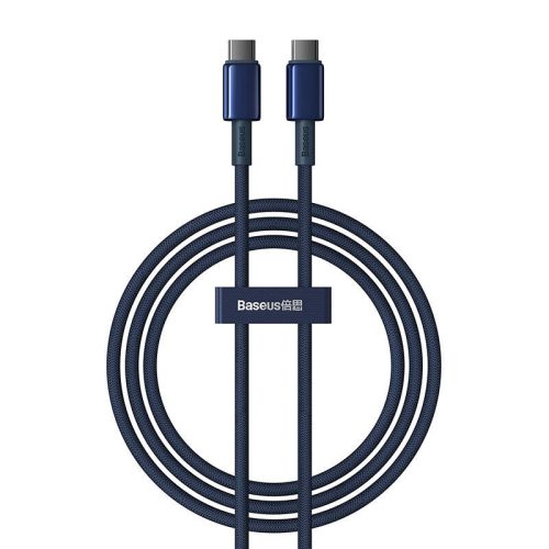 Cablu USB-C la USB-C Baseus Tungsten Gold, 100W, 1m (albastru)