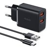 Mcdodo CH-5072 USB-A*2, 12W-os töltő + USB-A USB-C kábel (fekete)