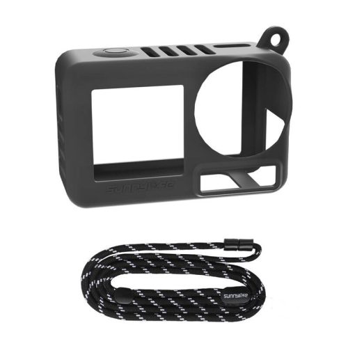 Sunnylife OA5-BHT885-D szilikon tok szíjjal az ACTION 5 PRO-hoz (fekete)