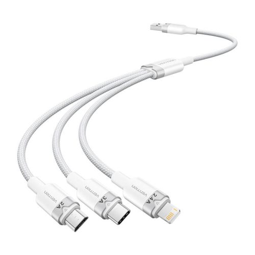 USB 2.0 A-3in1 3A kábel Vention CTPWG 1.5M (fehér)