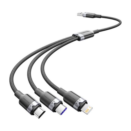 USB 2.0 A-3-in-1 6A kábel Vention CTRBG 1.5M (fekete)