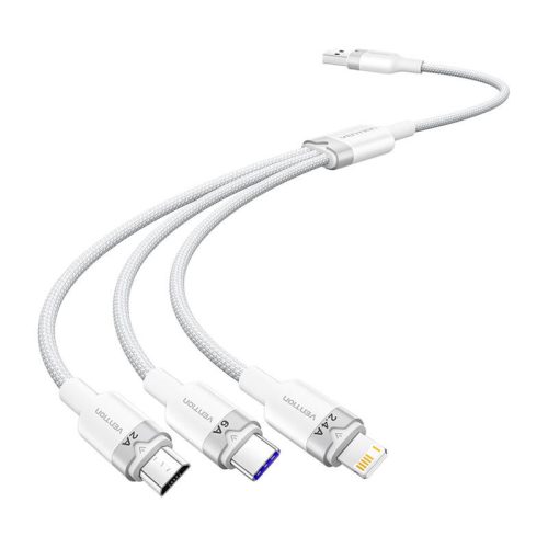 USB 2.0 A-3-in-1 6A kábel Vention CTRWG 1.5M (fehér)